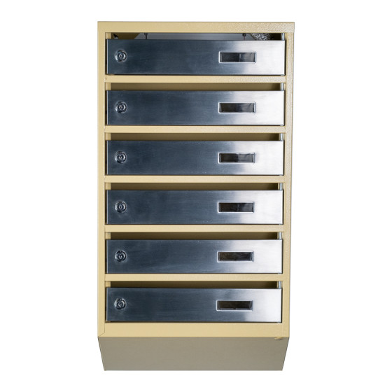 Mailbox for 6 apartments (YP-06-A beige stainless steel)