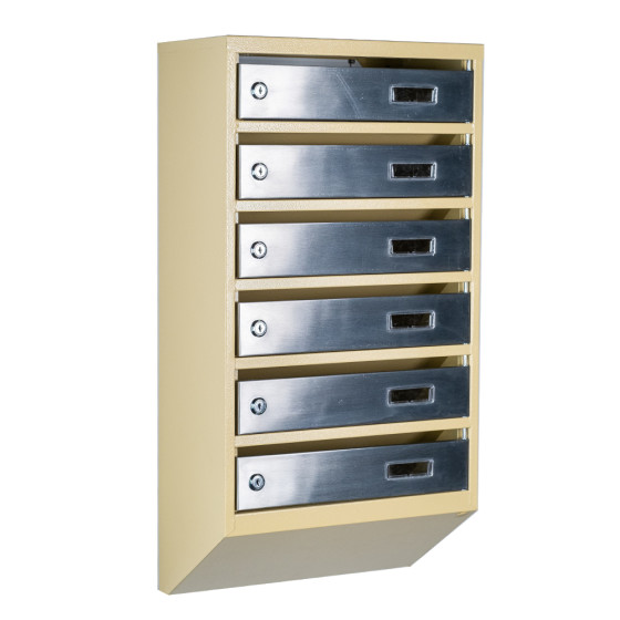 Mailbox for 6 apartments (YP-06-A beige stainless steel)