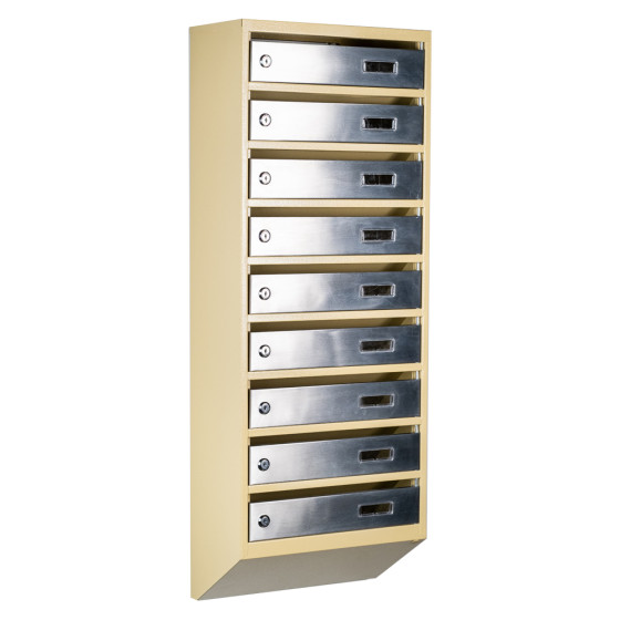 Mailbox for 9 apartments (YP-09-A beige stainless steel)