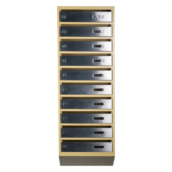 Mailbox for 10 apartments (YP-10-A beige stainless steel)