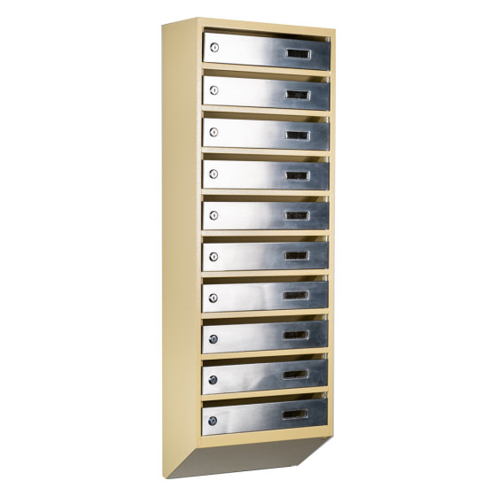 Mailbox for 10 apartments (YP-10-A beige stainless steel)