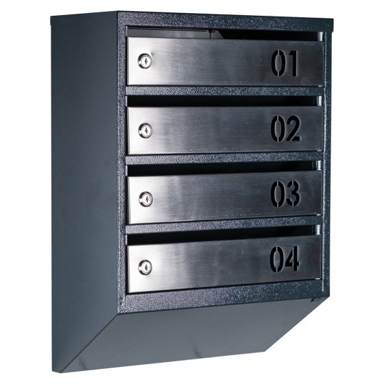 Mailbox for 4 apartments (YP-04-B anthracite stainless steel)