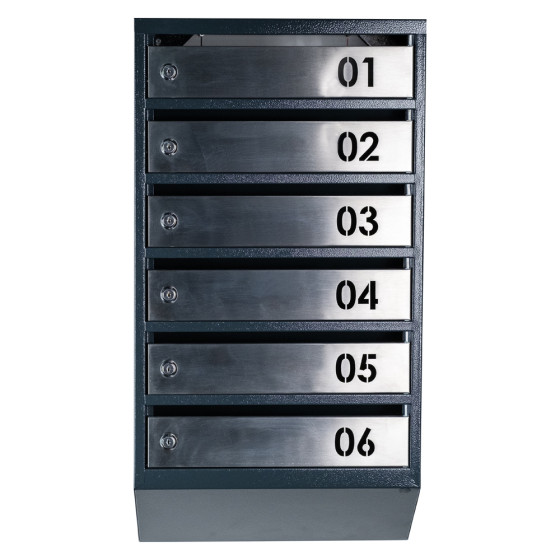 Mailbox for 6 apartments (YP-06-B anthracite stainless steel)