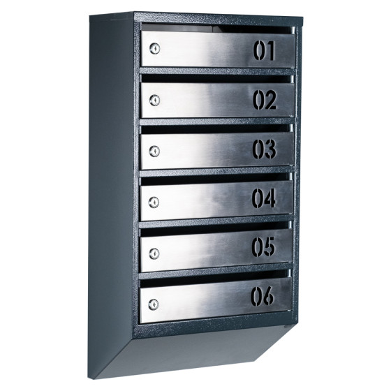 Mailbox for 6 apartments (YP-06-B anthracite stainless steel)