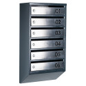 Mailbox for 6 apartments (YP-06-B anthracite stainless steel)