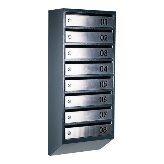 Mailbox for 8 apartments (YP-08-B anthracite stainless steel)