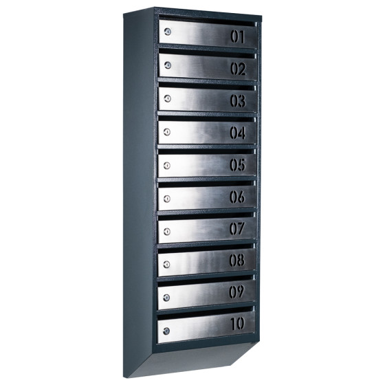Mailbox for 10 apartments (YP-10-B anthracite stainless steel)