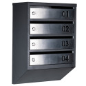 Mailbox for 4 apartments (YP-04-B black stainless steel)