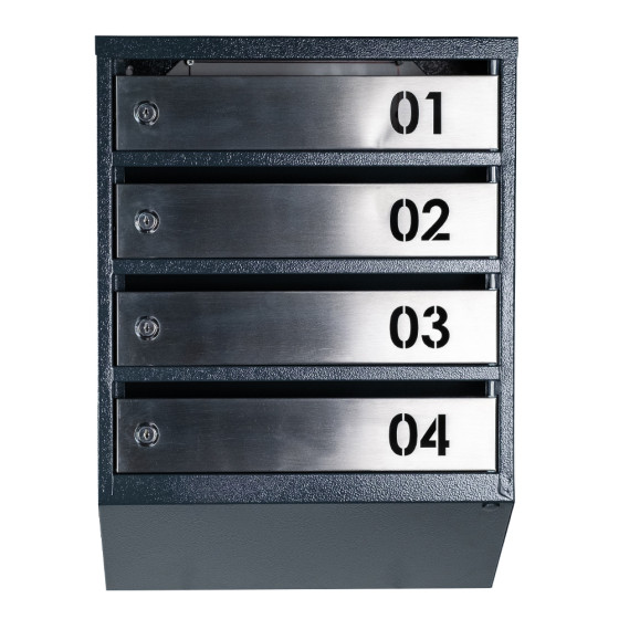 Mailbox for 4 apartments (YP-04-B anthracite stainless steel)
