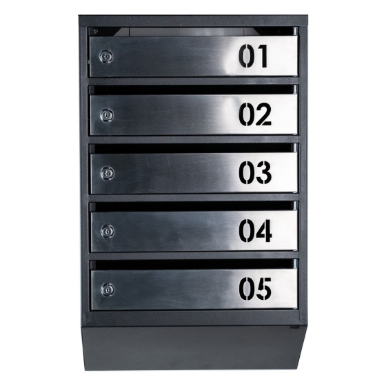 Mailbox for 5 apartments (YP-05-A black stainless steel)