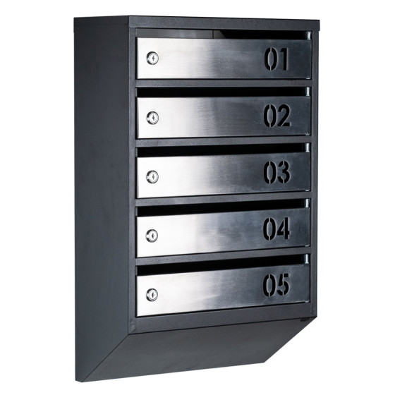 Mailbox for 5 apartments (YP-05-A black stainless steel)