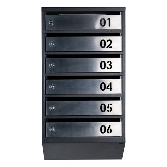 Mailbox for 6 apartments (YP-06-B black stainless steel)