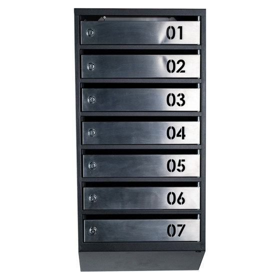 Mailbox for 7 apartments (YP-07-B black stainless steel)