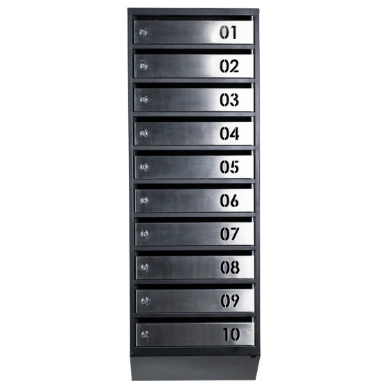Mailbox for 10 apartments (YP-10-B black stainless steel)