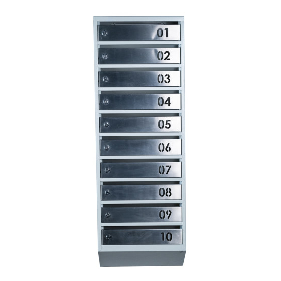 Mailbox for 10 apartments (YP-10-B gray stainless steel)