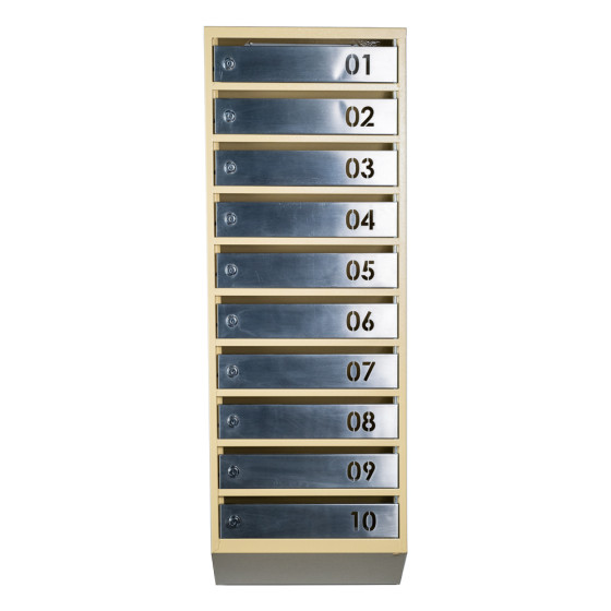 Mailbox for 10 apartments (YP-10-B beige stainless steel)