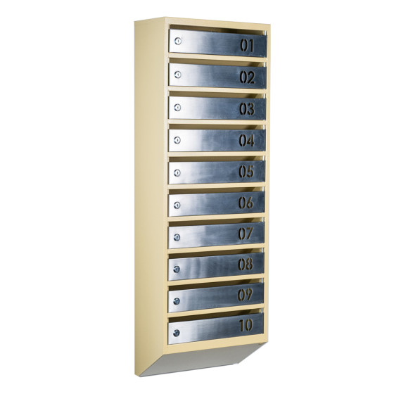 Mailbox for 10 apartments (YP-10-B beige stainless steel)