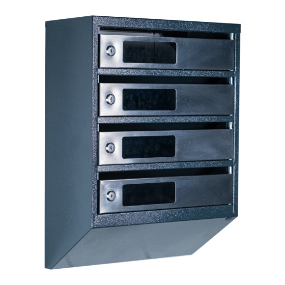 Mailbox for 4 apartments (YP-04-C anthracite stainless steel)