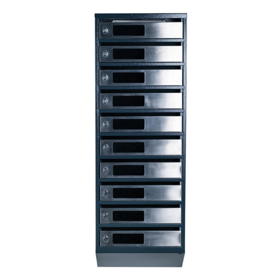 Mailbox for 10 apartments (YP-10-C anthracite stainless steel)