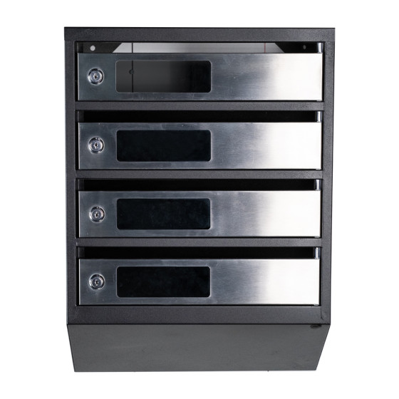Mailbox for 4 apartments (YP-04-C black stainless steel)