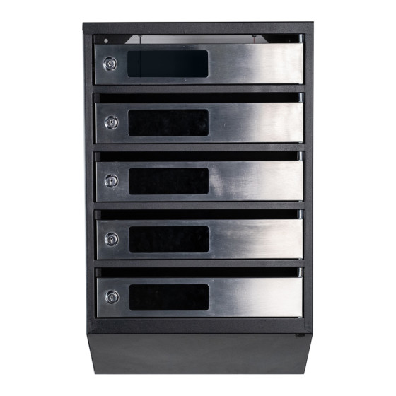 Mailbox for 5 apartments (YP-05-C black stainless steel)
