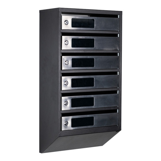 Mailbox for 6 apartments (YP-06-C black stainless steel)