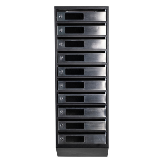 Mailbox for 10 apartments (YP-10-C black stainless steel)