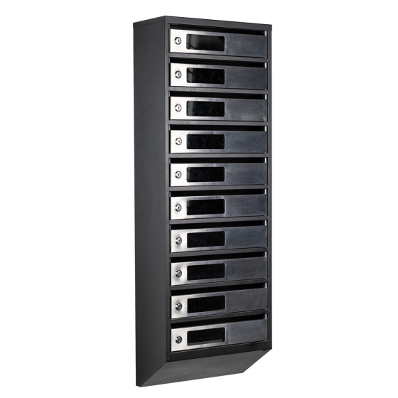 Mailbox for 10 apartments (YP-10-C black stainless steel)
