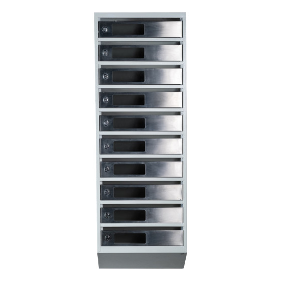 Mailbox for 10 apartments (YP-10-C gray stainless steel)