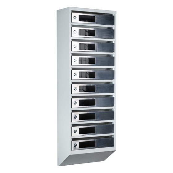 Mailbox for 10 apartments (YP-10-C gray stainless steel)