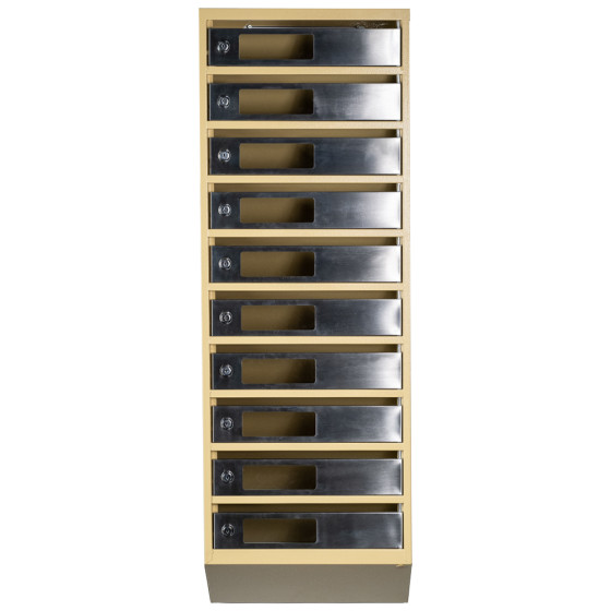 Mailbox for 10 apartments (YP-10-C beige stainless steel)