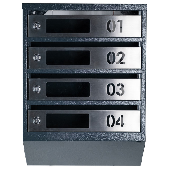 Mailbox for 4 apartments (YP-04-D anthracite stainless steel)