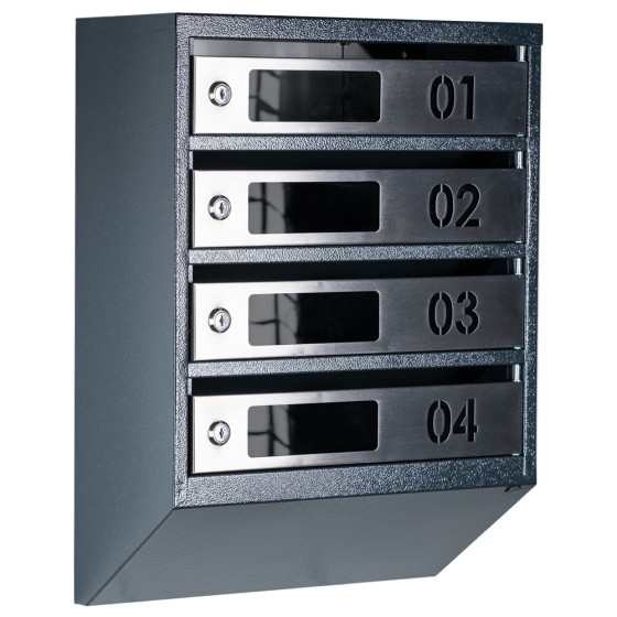 Mailbox for 4 apartments (YP-04-D anthracite stainless steel)