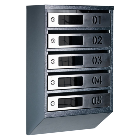 Mailbox for 5 apartments (YP-05-D anthracite stainless steel)