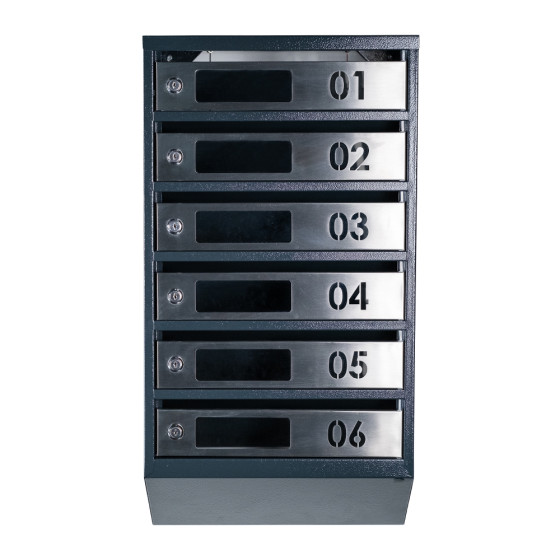 Mailbox for 6 apartments (YP-06-D anthracite stainless steel)