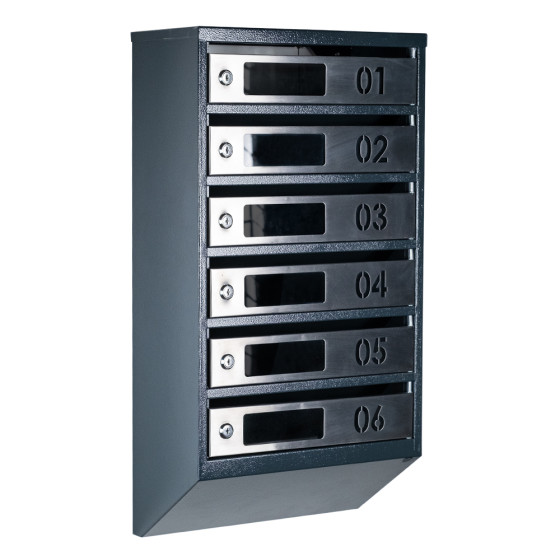 Mailbox for 6 apartments (YP-06-D anthracite stainless steel)