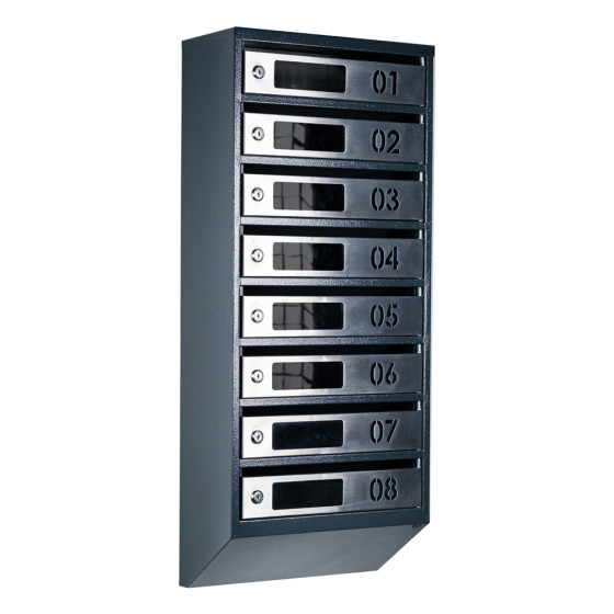 Mailbox for 8 apartments (YP-08-D anthracite stainless steel)