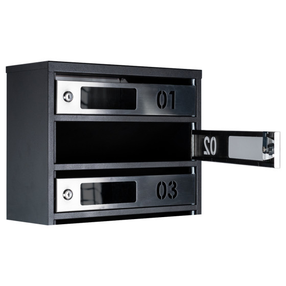 Mailbox for 4 apartments (YP-04-D black stainless steel)
