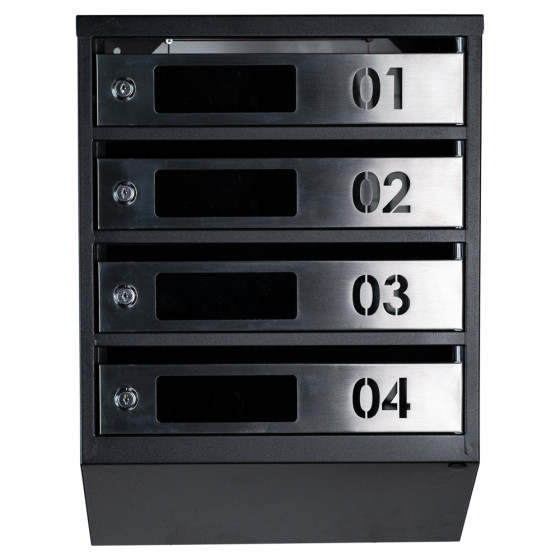 Mailbox for 4 apartments (YP-04-D black stainless steel)