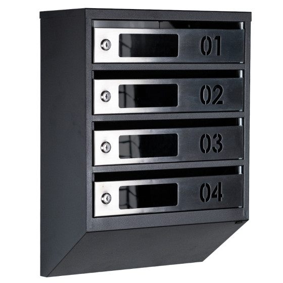 Mailbox for 4 apartments (YP-04-D black stainless steel)