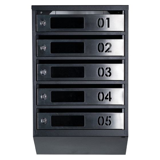 Mailbox for 5 apartments (YP-05-D black stainless steel)