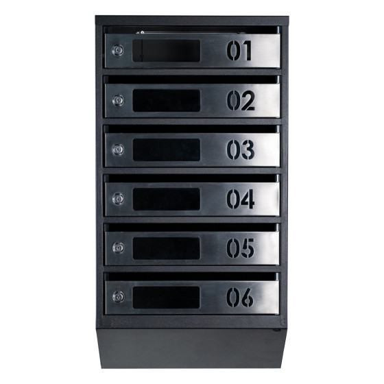 Mailbox for 6 apartments (YP-06-D black stainless steel)