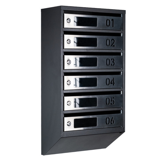 Mailbox for 6 apartments (YP-06-D black stainless steel)