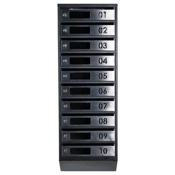 Mailbox for 10 apartments (YP-10-D black stainless steel)