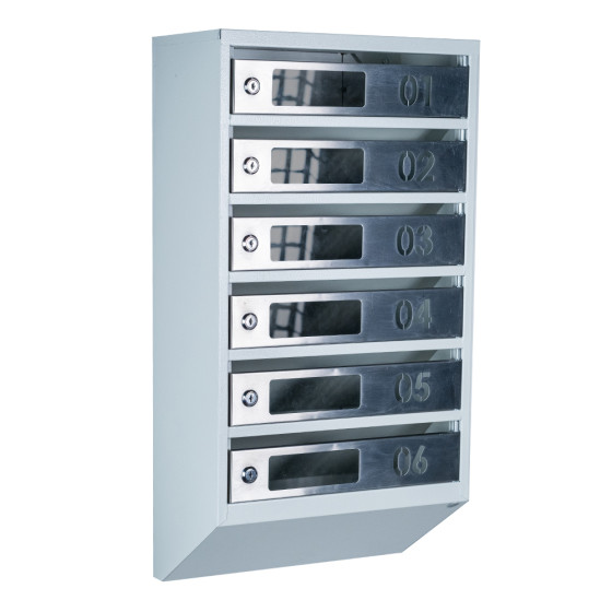 Mailbox for 6 apartments (YP-06-D gray stainless steel)