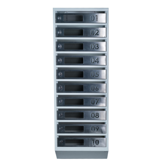 Mailbox for 10 apartments (YP-10-D gray stainless steel)