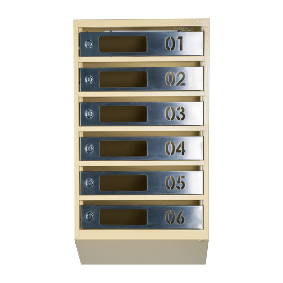Mailbox for 6 apartments (YP-06-D beige stainless steel)