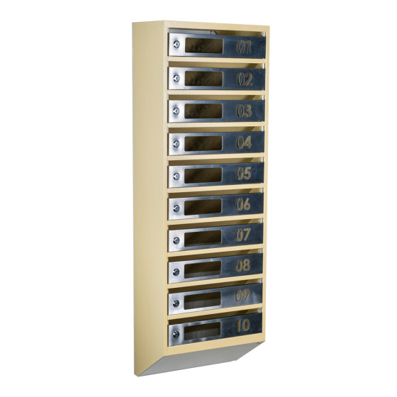 Mailbox for 10 apartments (YP-10-D beige stainless steel)